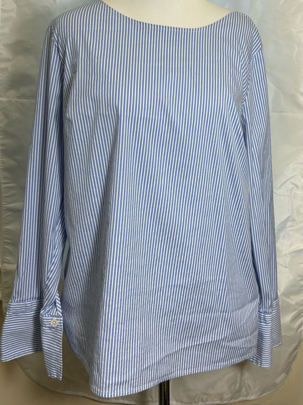Talbots Blue and White Striped Button-Down Shirt